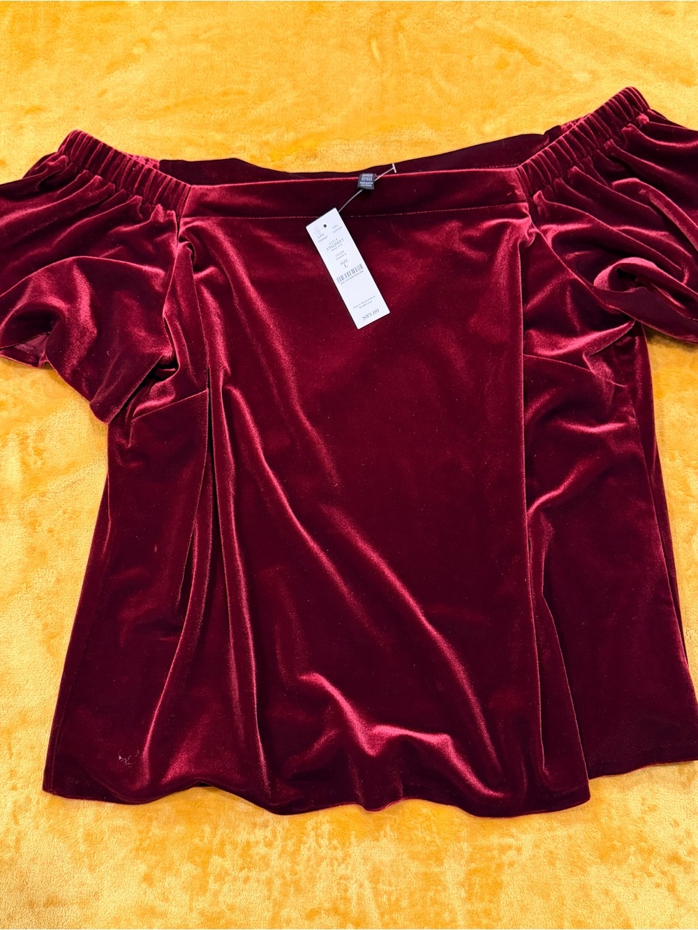 White House Black Market Velvet Off-Shoulder Blouse in Burgundy NWT - Picture 5 of 10